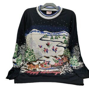 Nutcracker Ugly Christmas Sweater Sweatshirt Size Large Black 1992 READ